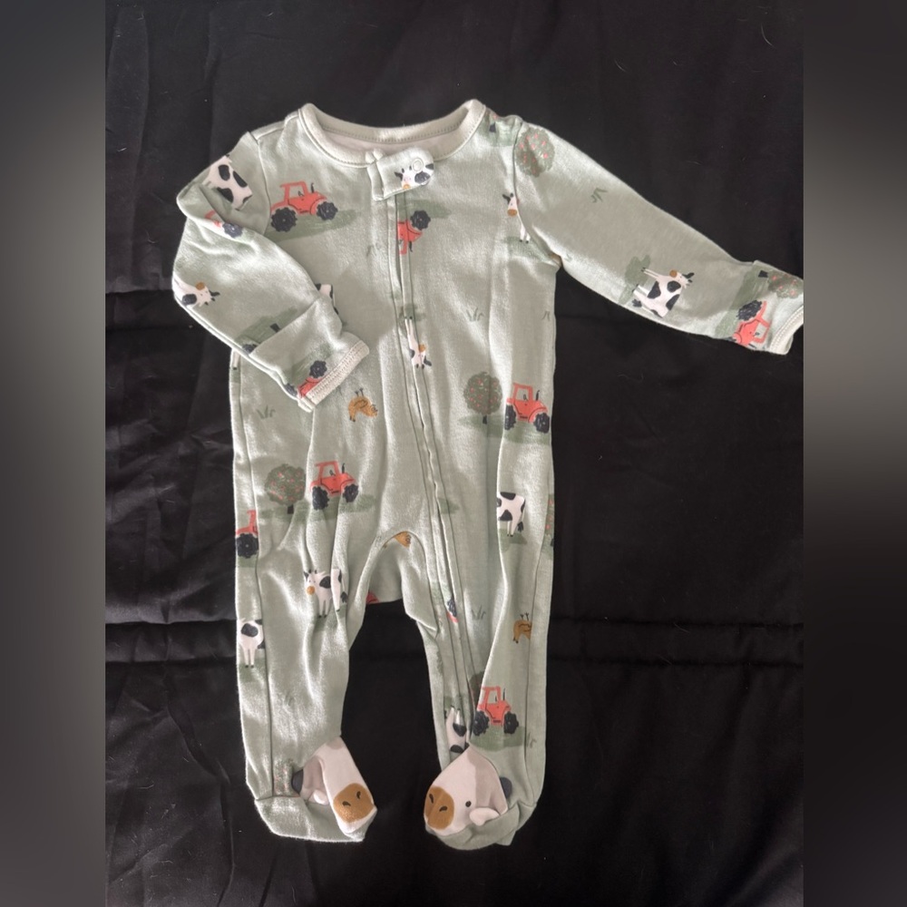 Carter's Green Farm Print Footie